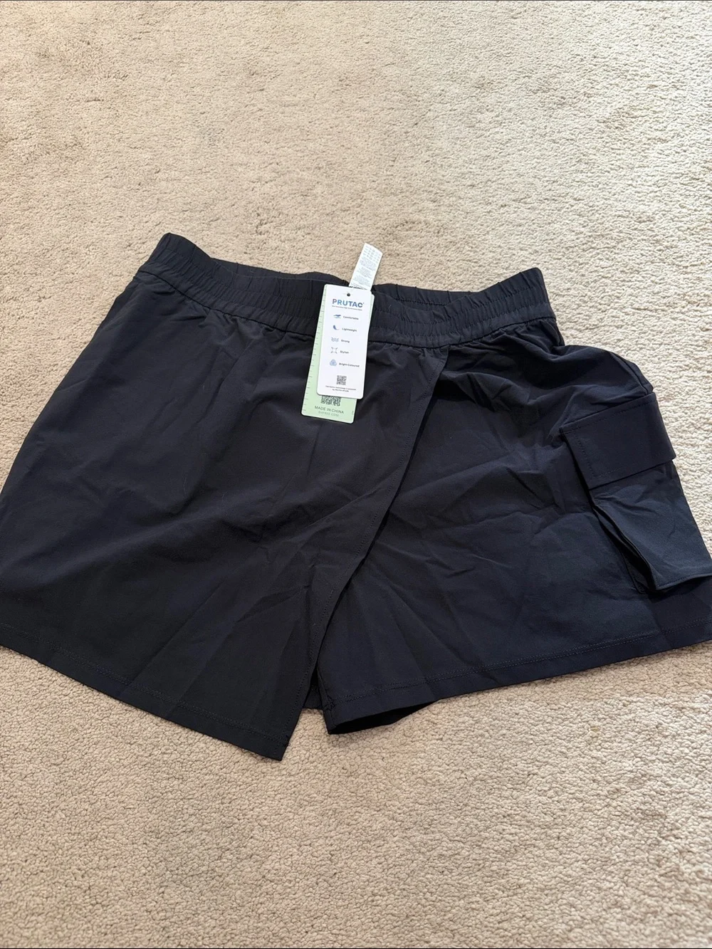 Women's Black Cargo Shorts with Elastic Waist